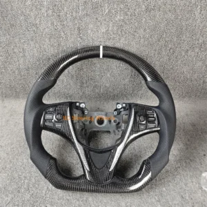 Black carbon fiber leather white stripes steering wheel for Acura TLX 2015-2020