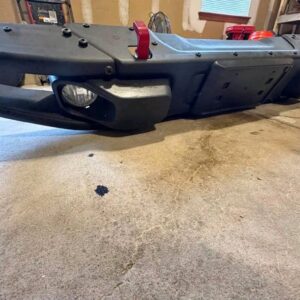 JK steel bumper. 2016 Rubicon hard rock steel bumper with tow hooks lights and bumper skid.