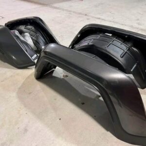 OEM Painted Fender Flares — Jeep
Gladiator Front & Rear.  PAU Sting Gray & OEM Silver Fender Flares