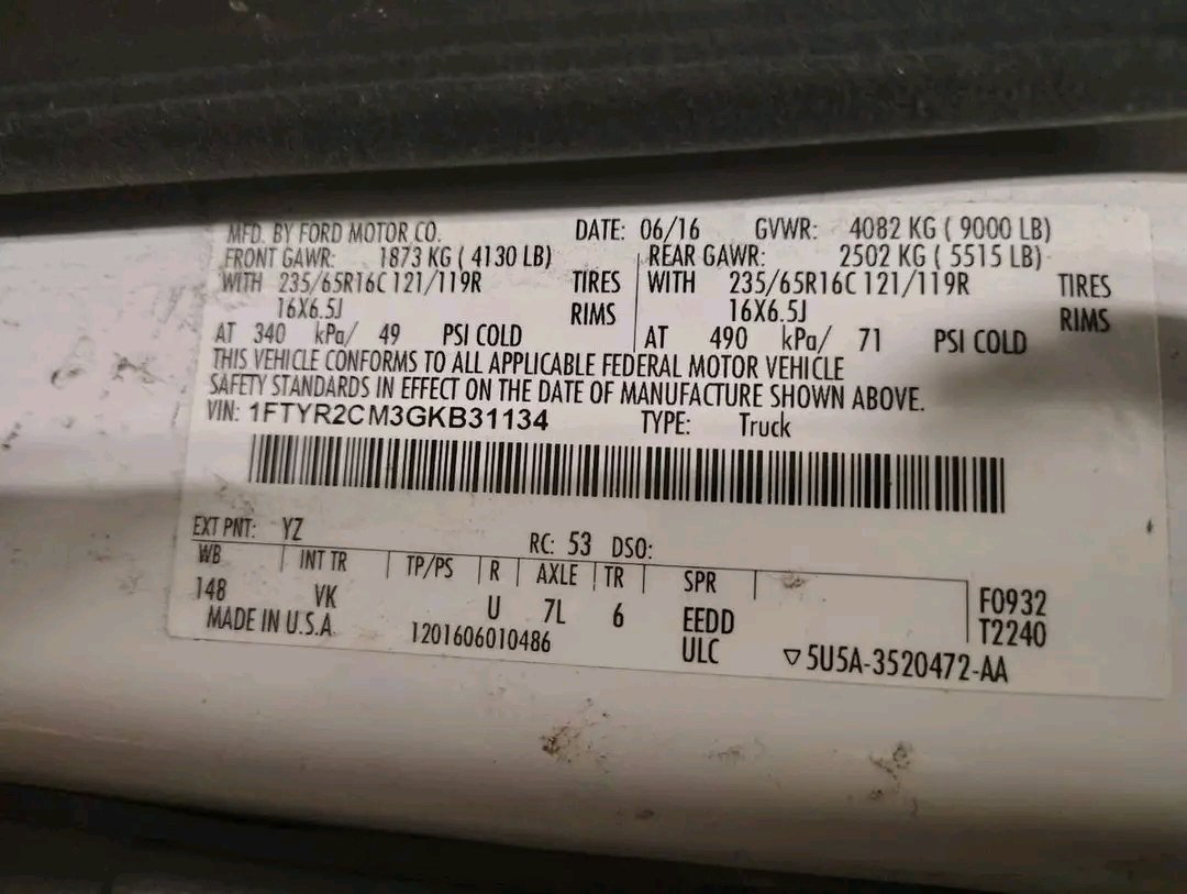 🚐 2016 Ford Transit 250 Cargo/Passenger Van FOR PARTS ONLY 🚐 - Image 5